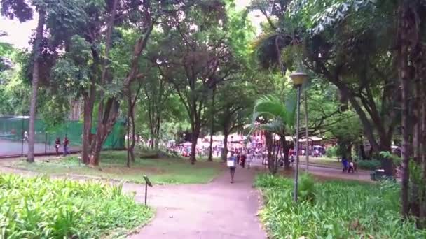 Lidé Procházející Městském Parku — Stock video