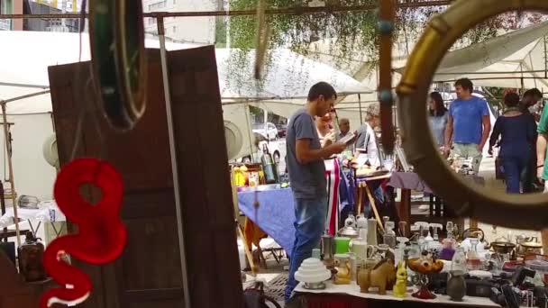 People Shopping Local Market — Stock Video