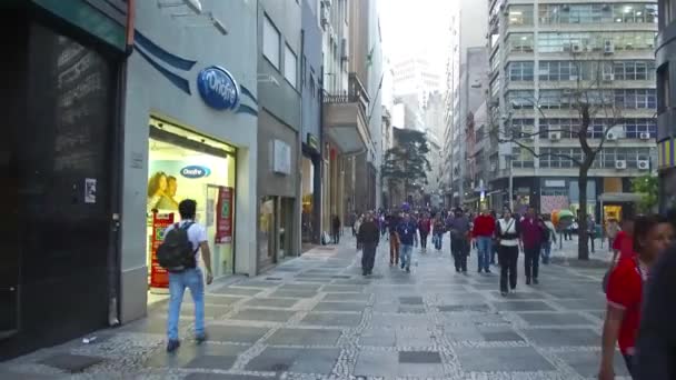 Turister Promenader Och Shopping Shoppingområdet Bakåt — Stockvideo
