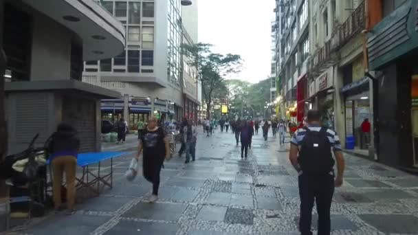 Turistas Caminhando Compras Área Comercial Adiante — Vídeo de Stock