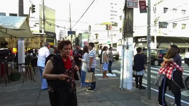 一群人站在人行道上走着 — 图库视频影像