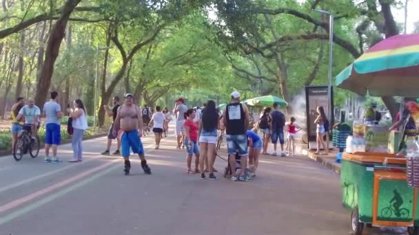 Group People Front Food Stand — Stock Video