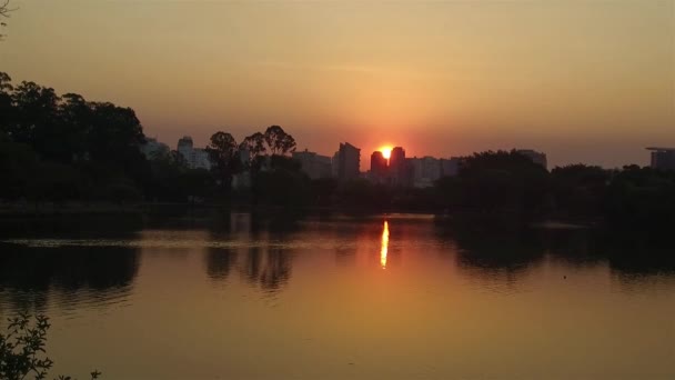 Beautiful Scenery Sunset Lake City Brazil Hand Held — Stock video