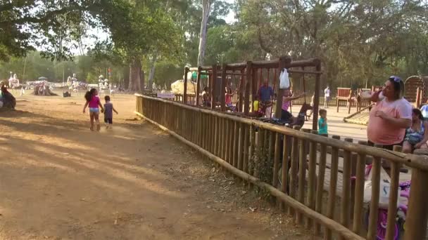 Crianças Brincando Cavalo Balançando Juntos Para Frente — Vídeo de Stock