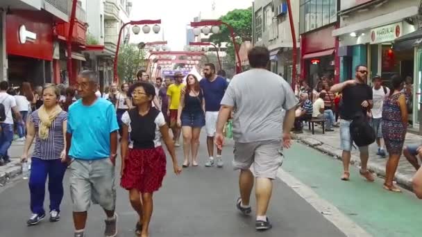 Ludzie Chodzą Ulicy Sao Paulo — Wideo stockowe