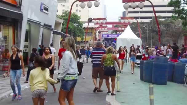 Mensen Lopen Straat Sao Paulo — Stockvideo