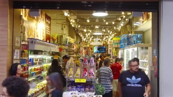 Una Vista Las Tiendas Alimentos Visitantes Sao Paulo Mano — Vídeos de Stock