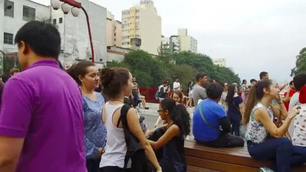 Mensen Wandelen Sao Paulo — Stockvideo