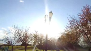 Bir sürü ağaçla çevrili Yeşil Park 'ın üzerindeki Mavi Gökyüzü