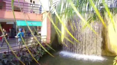 Mavi gömlekli bir adam güzel bir şelale resmi çekiyor.