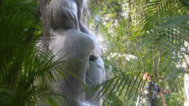 Kuş Çeşmeli Taş bir heykele yakın uçuyor