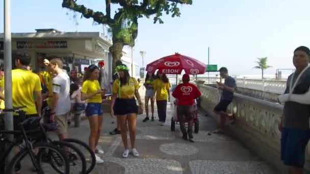 Brazilští Fanoušci Podporují Brazilský Národní Tým — Stock video