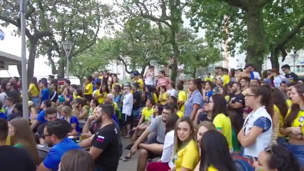 Persone Sull Albero Che Guardano Insieme Una Folla Fan Brasiliani — Video Stock