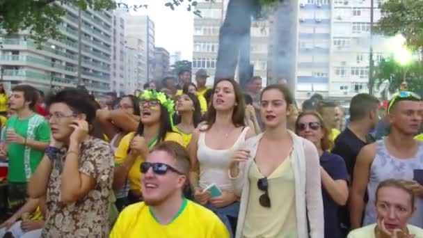 Brazilští Fanoušci Podporují Brazilský Národní Tým — Stock video