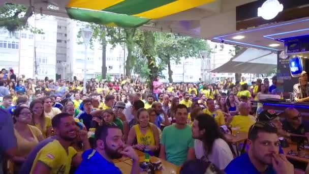 Café Full Folkmassa Brasilien Fans — Stockvideo