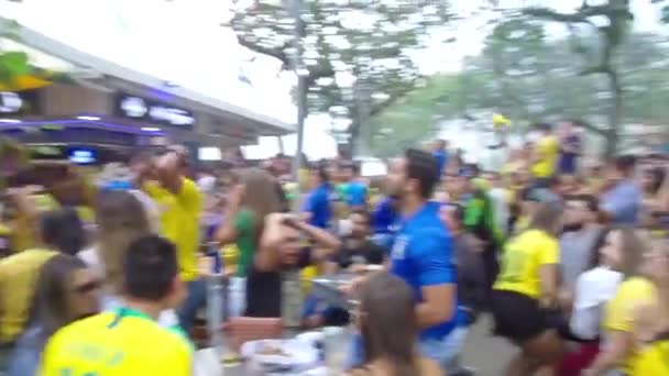 Brasilianische Fans Unterstützen Die Brasilianische Nationalmannschaft — Stockvideo