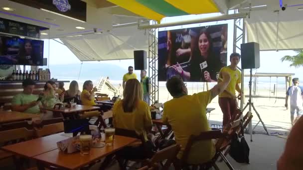 Brasilianische Fans Unterstützen Die Brasilianische Nationalmannschaft — Stockvideo