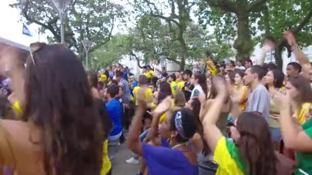 Aficionados Brasileños Apoyan Selección Brasileña — Vídeos de Stock