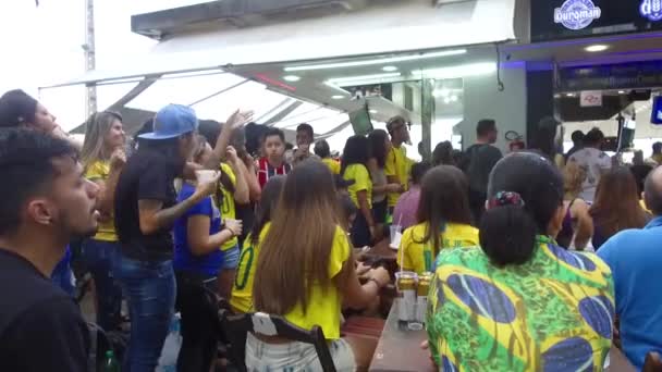 People Wearing Yellow Support Brazil Team Worldcup — Stock Video