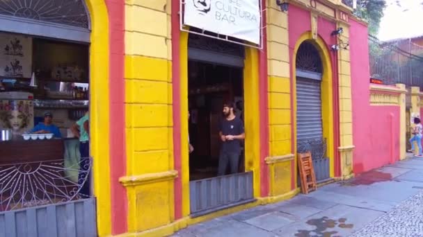 Antigua Cafetería Amarilla Centro Belo Horizonte Front Dolly — Vídeos de Stock