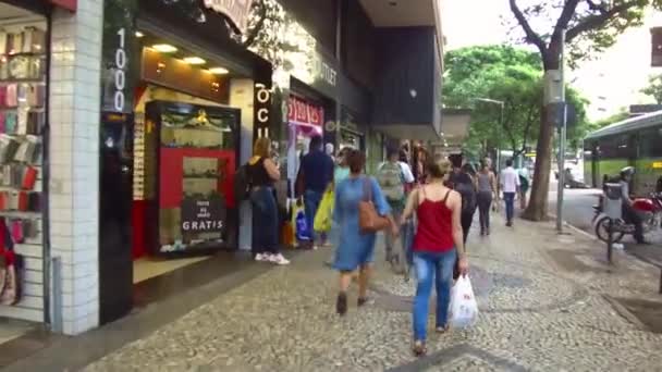 Caminando Por Las Aceras Cerca Tiendas Centro Belo Horizonte Front — Vídeos de Stock
