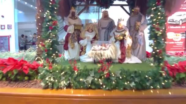 Mostra Tema Religioso Natale Centro Commerciale Brasile — Video Stock