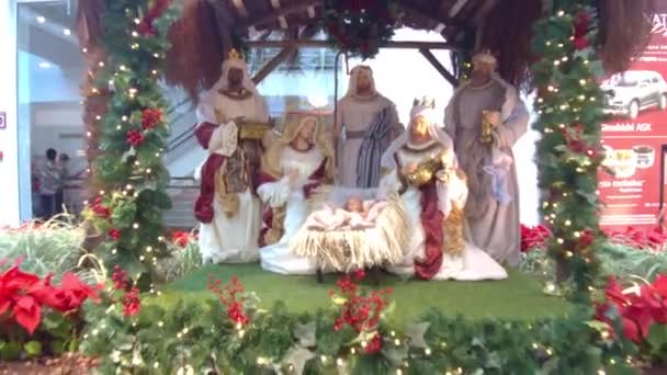 Exhibición Del Tema Religioso Navidad Centro Comercial Brasil — Vídeos de Stock