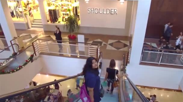 Brezilya Bir Alışveriş Merkezinde Yürüyen Merdivenden Iniyorum — Stok video