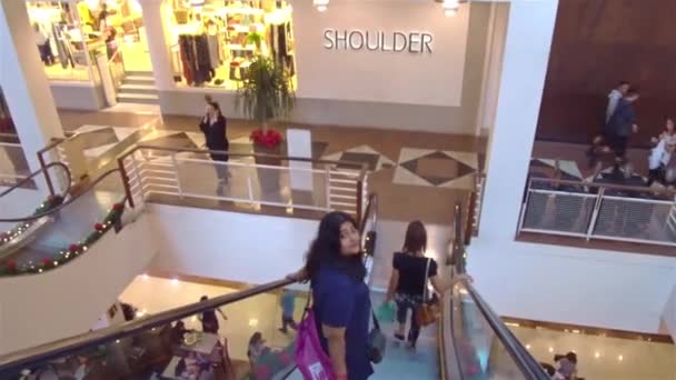 Scendere Scala Mobile Centro Commerciale Brasile — Video Stock