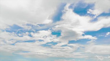 Aerial static view of a blue sky with white clouds