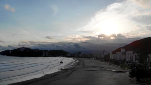 Silueta Vista Aérea Una Costa Ciudad Brasileña — Vídeos de Stock