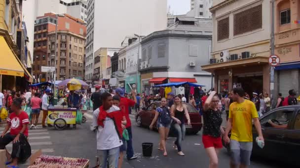 Actividad Gente Camino Que Está Lleno Peatones Vendedores Movimiento Rápido — Vídeo de stock