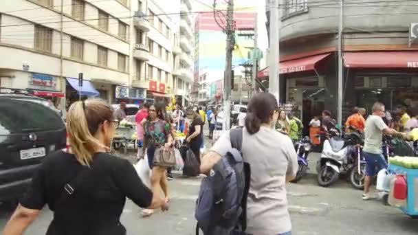 Multitud Personas Vendedores Alimentos Frutas Crossroads — Vídeo de stock