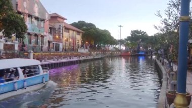 Boat Full of Visitors at Melaka Jonkar Street - Hand Held.