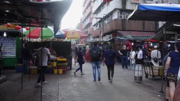 Visitors Traders Petaling Street — Stock Video