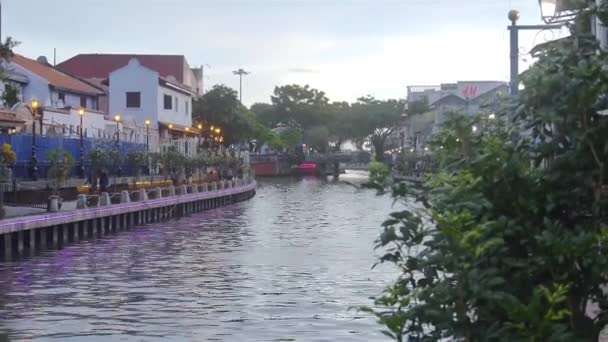 Beautiful River City Views Melaka Jonkar Street Hand Held — стоковое видео