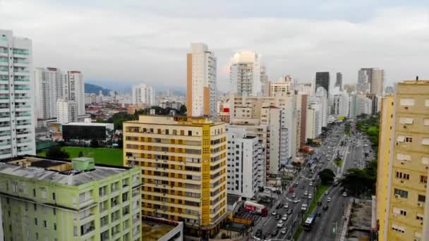 Aerial Shot Brazilian Island City Santos — Stock video