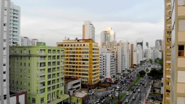 Aerial Shot Brazilian Island City Santos — Stock video