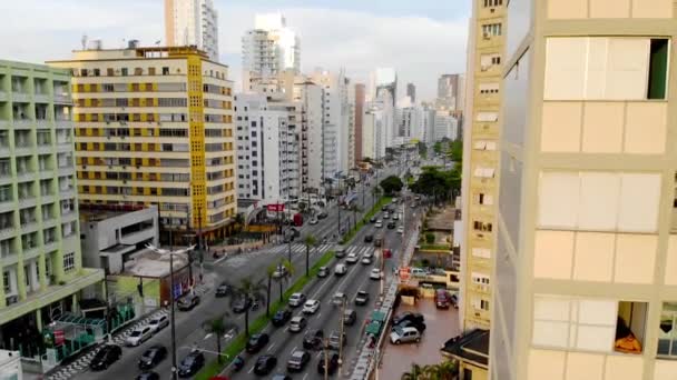 Aerial View Busy Road Buildings Island City — Stock video