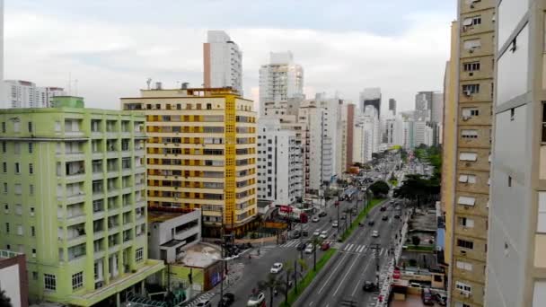 Aerial View Busy Road Buildings Island City — Stock video