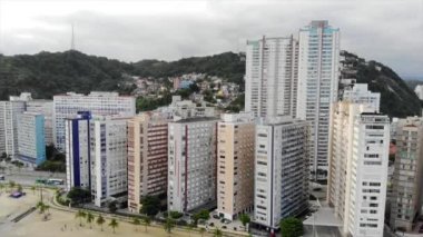 Aerial View of An island city with buildings and mountains in Brazil