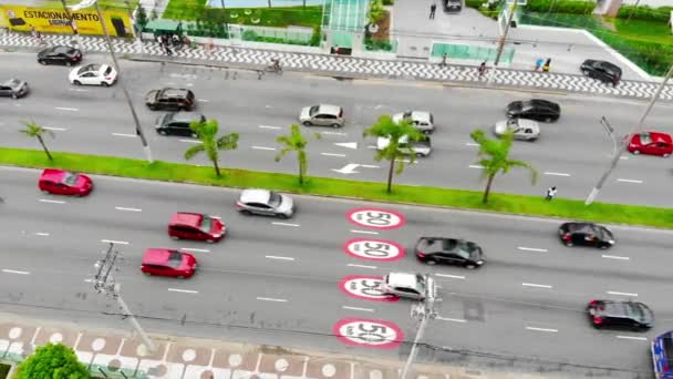Top Aerial View Busy Road Traffic — Vídeo de Stock