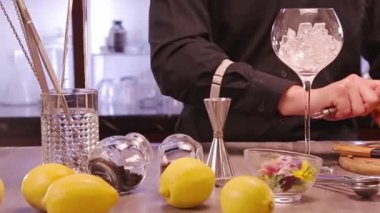 Yuzu Gin And Tonic Drink on background, close up