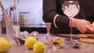 Yuzu Gin And Tonic Drink on background, close up