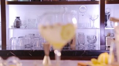 Yuzu Gin And Tonic Drink on background, close up
