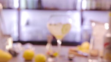 Yuzu Gin And Tonic Drink on background, close up