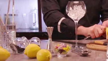 Yuzu Gin And Tonic Drink on background, close up