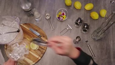 Yuzu Gin And Tonic Drink on background, close up