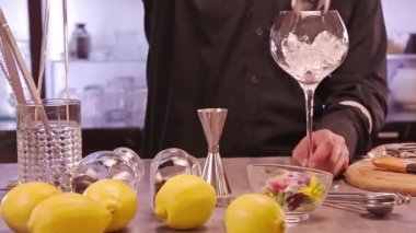 Yuzu Gin And Tonic Drink on background, close up