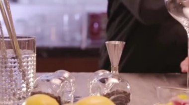 Yuzu Gin And Tonic Drink on background, close up